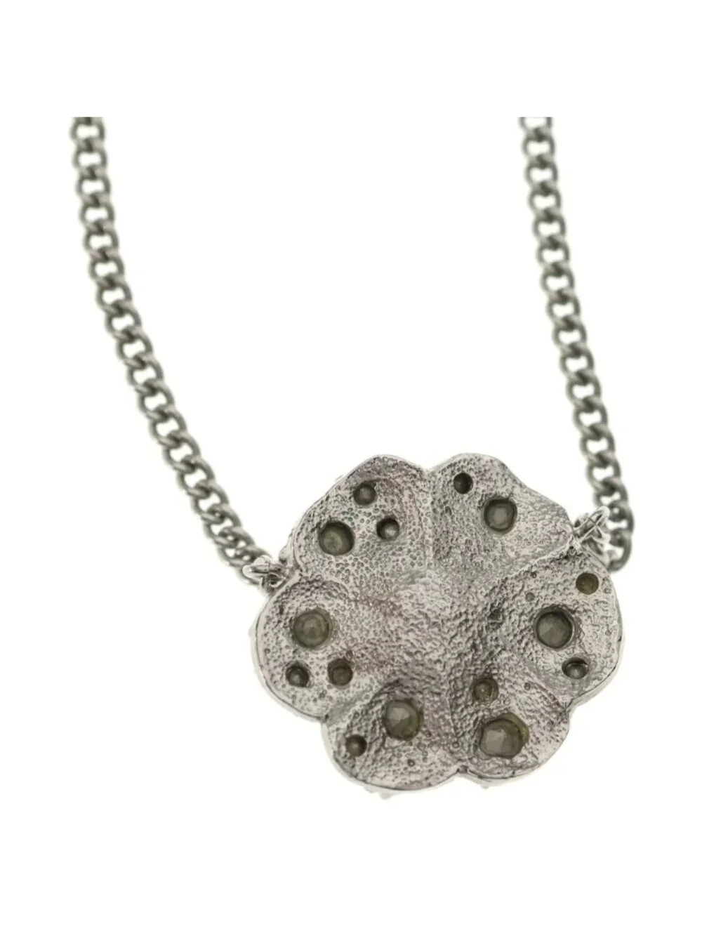Chanel Camellia Rhinestone CC Logo Pendant Chain Silver - Picture 5 of 6